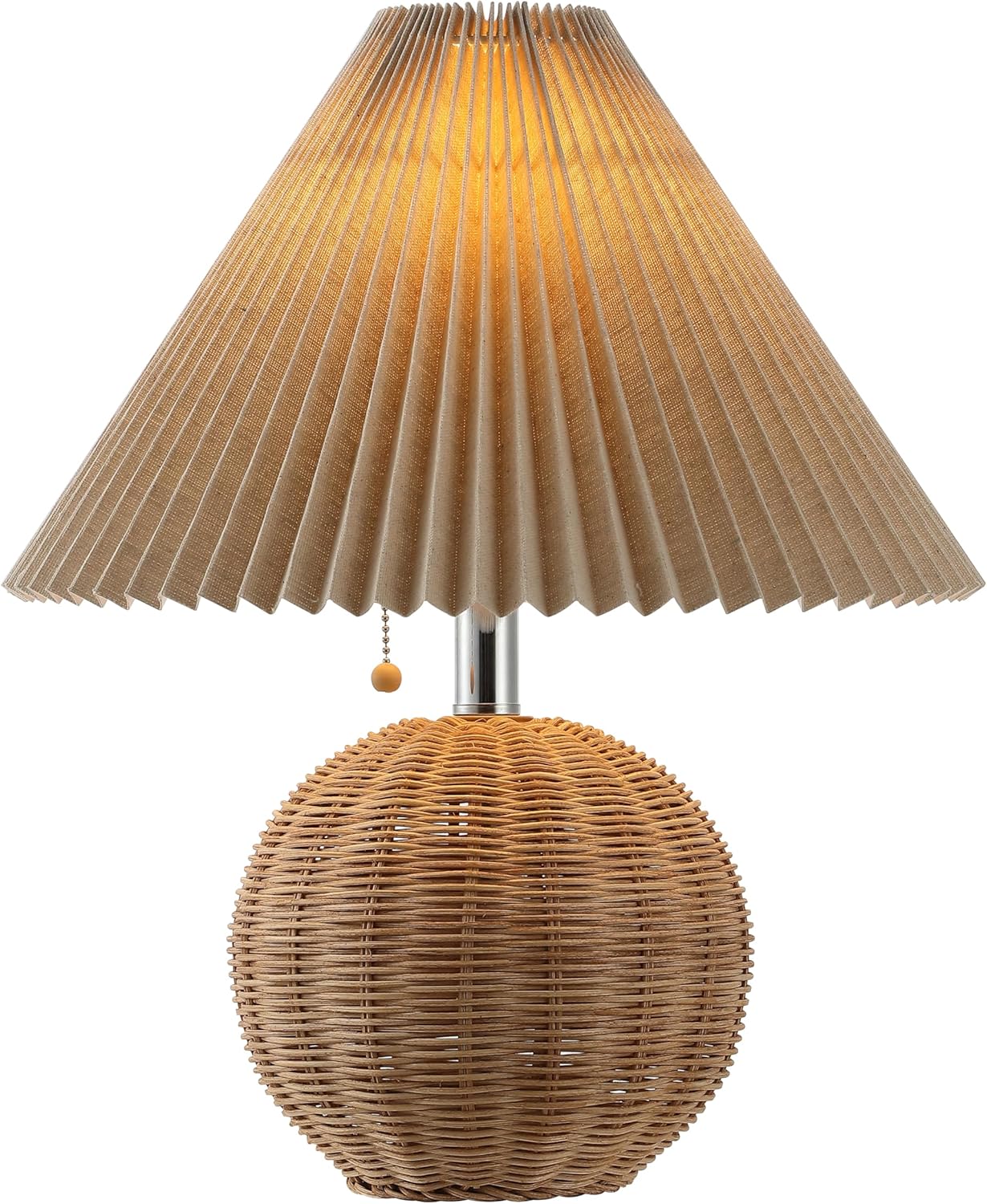 Linen Mid-Century Beige Table Lamp — 17.25" — 17.25 " H x 14.5 " W x 14.5 " D