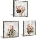 Black Wall Art — 16" — Wood Pink flower