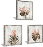 Black Wall Art — 16" — Wood Pink flower