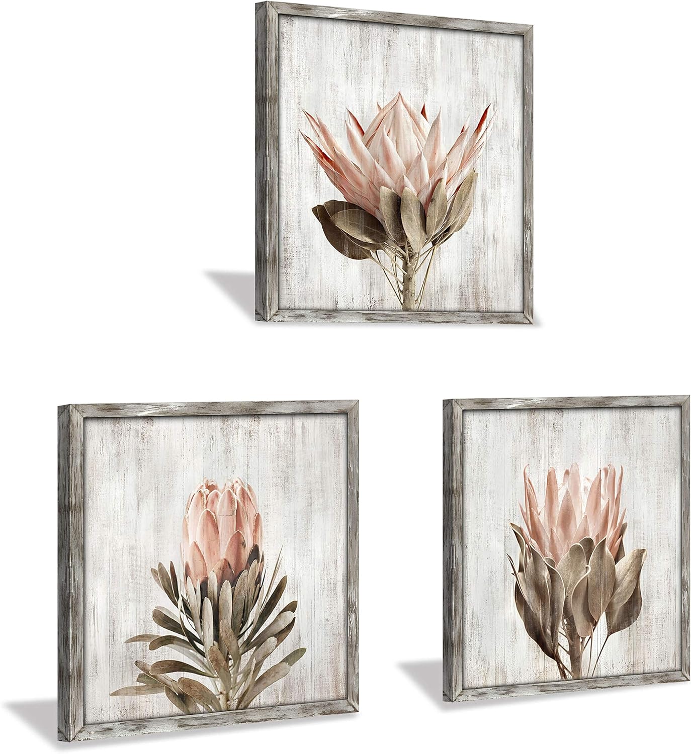 Black Wall Art — 16" — Wood Pink flower
