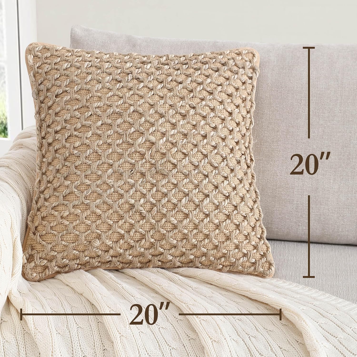 Boho Beige Pillow Cover — 20" - View 3