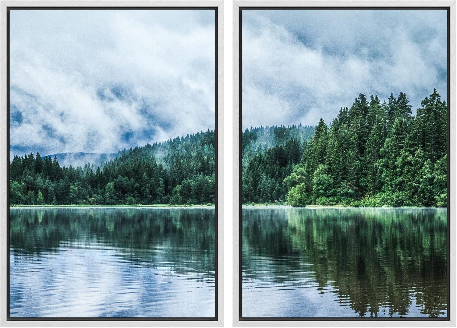 Framed Farmhouse Fabric Canvas Wall Art — 24" — 16" x 24" x 2 Panels WHITE
