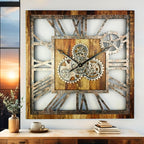 Oversized Farmhouse Beige Wall Clock — 24" — Vintage Brown