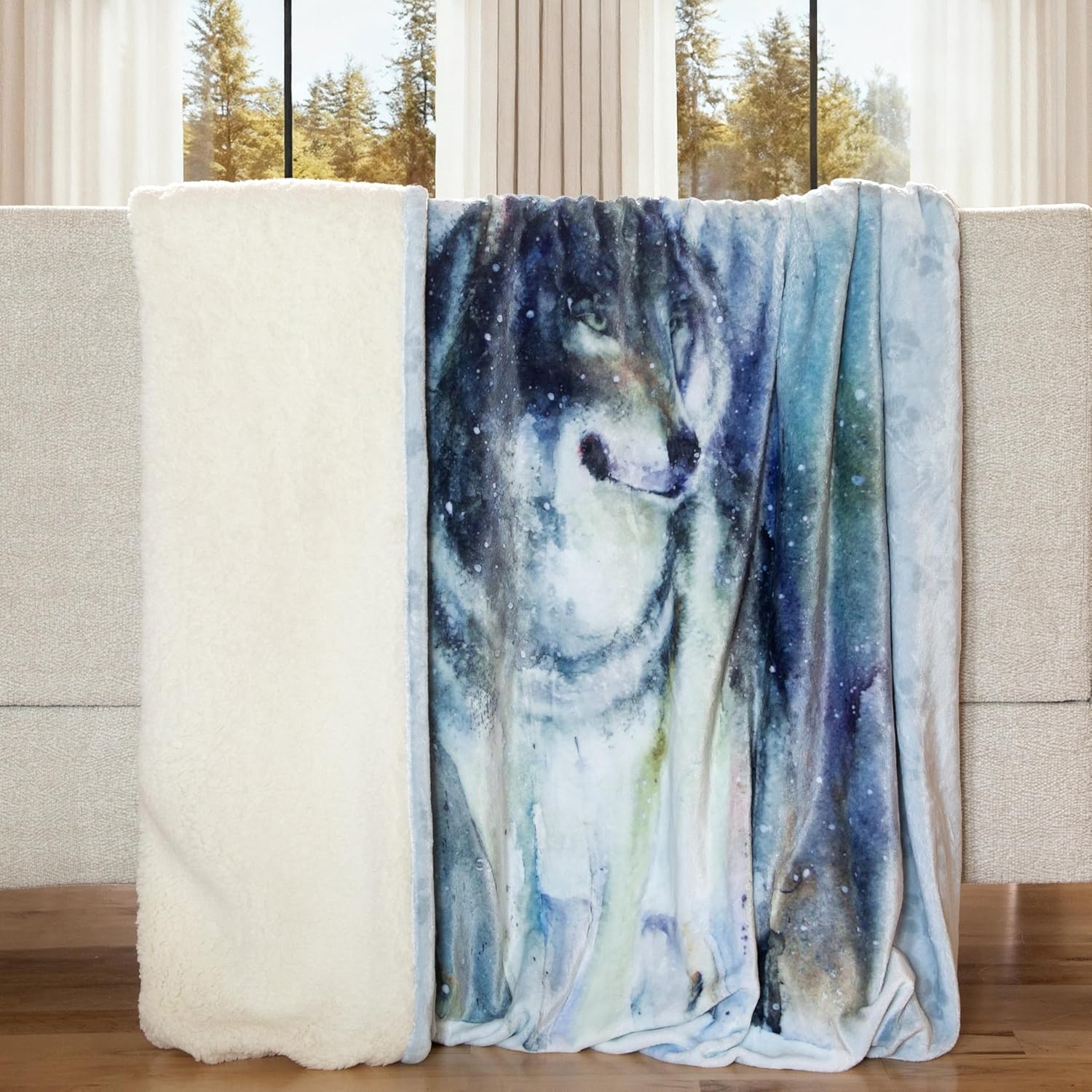 Black Throw Pillow — 54x68 — Alpha Wolf