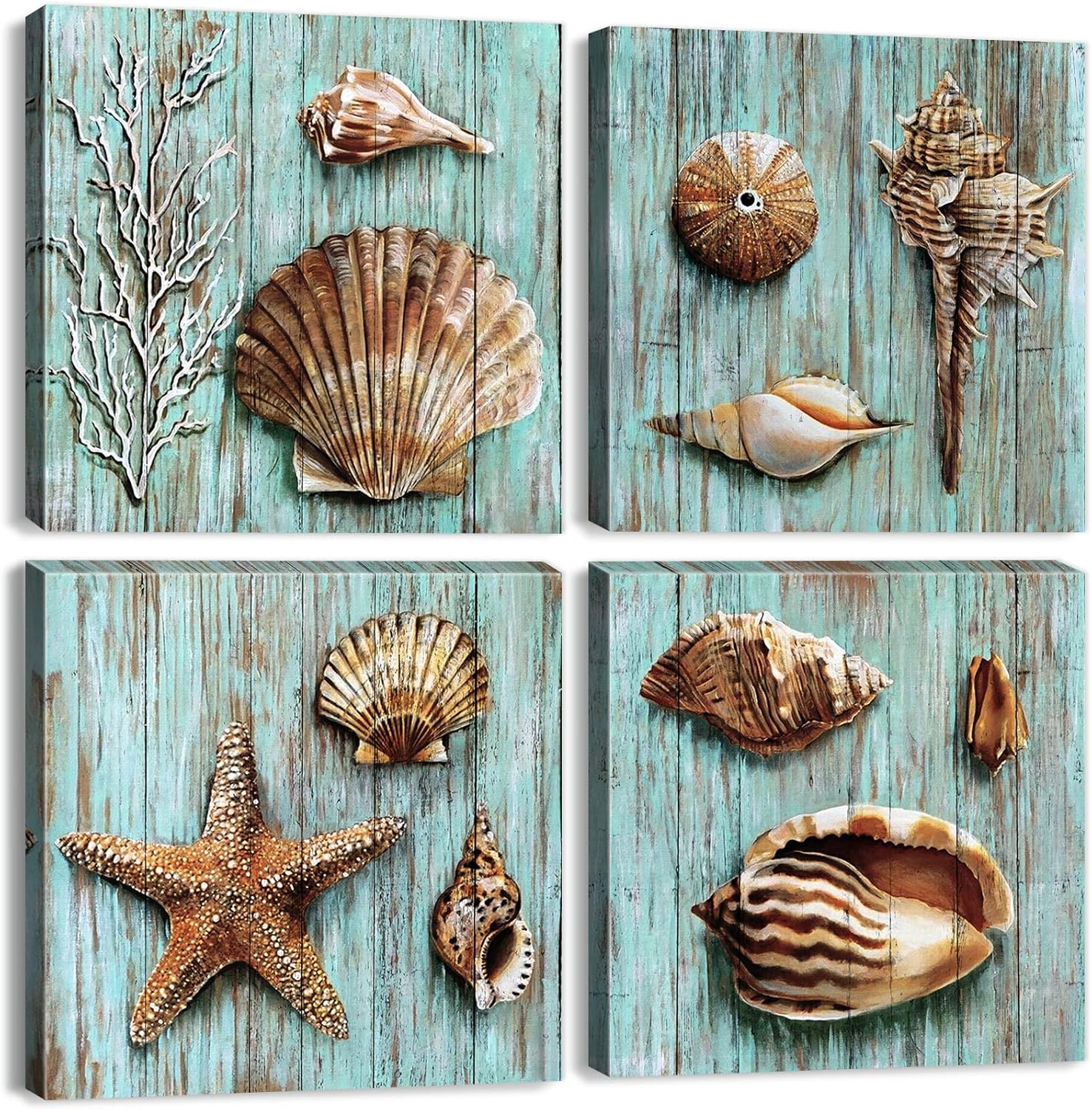 Vintage Modern Blue Wall Art — 12x12 — 12x12in