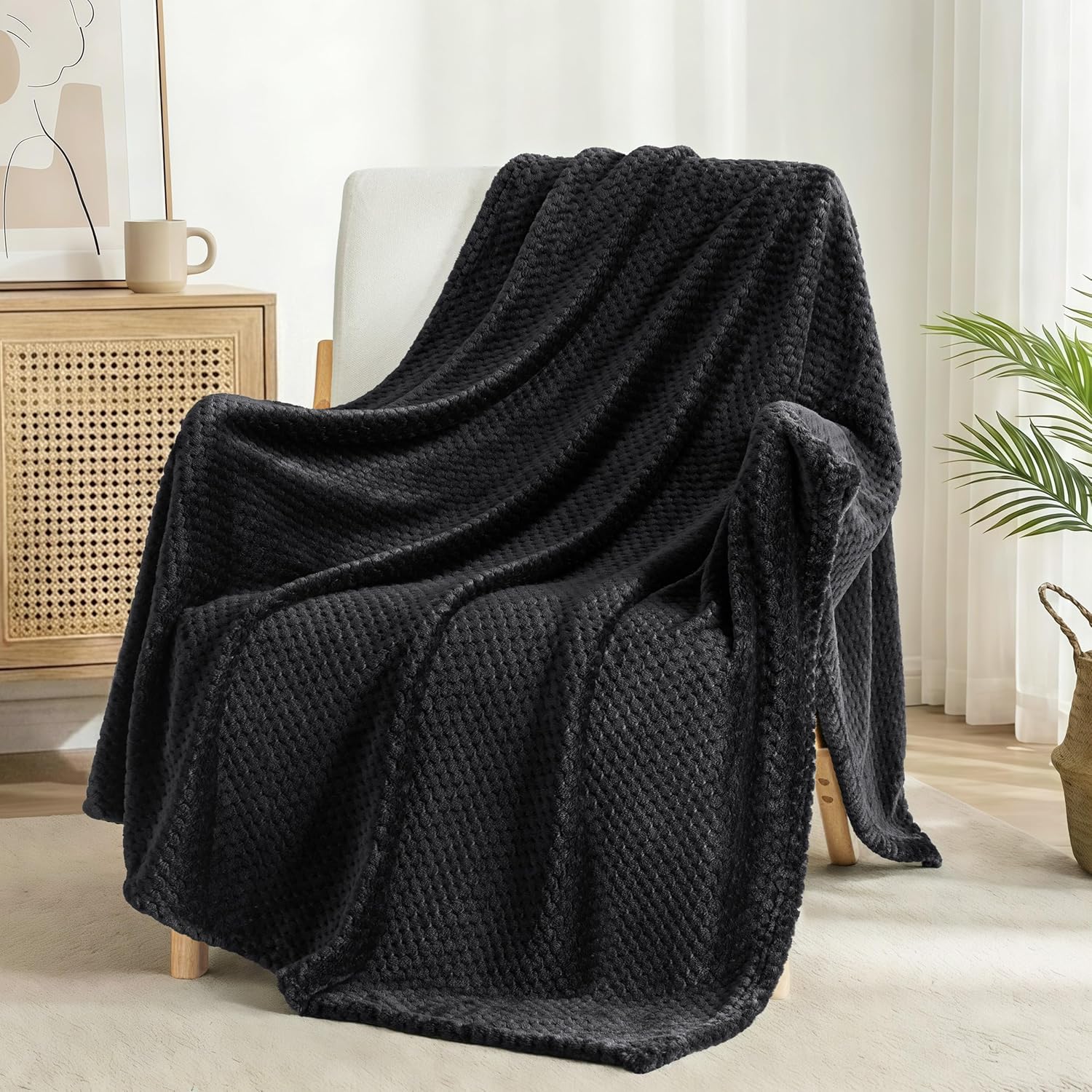 Beige Throw Pillow — 70" — Black