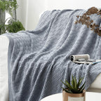 Knit Boho Beige Throw Pillow — 50" - View 3