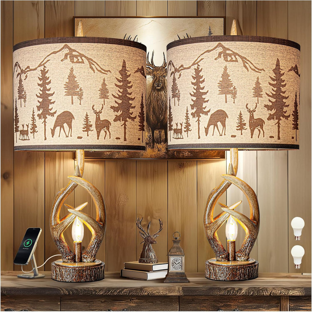 USB Farmhouse Brown Bedside Lamp — Brown-3