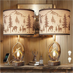 USB Farmhouse Brown Bedside Lamp — Brown-3