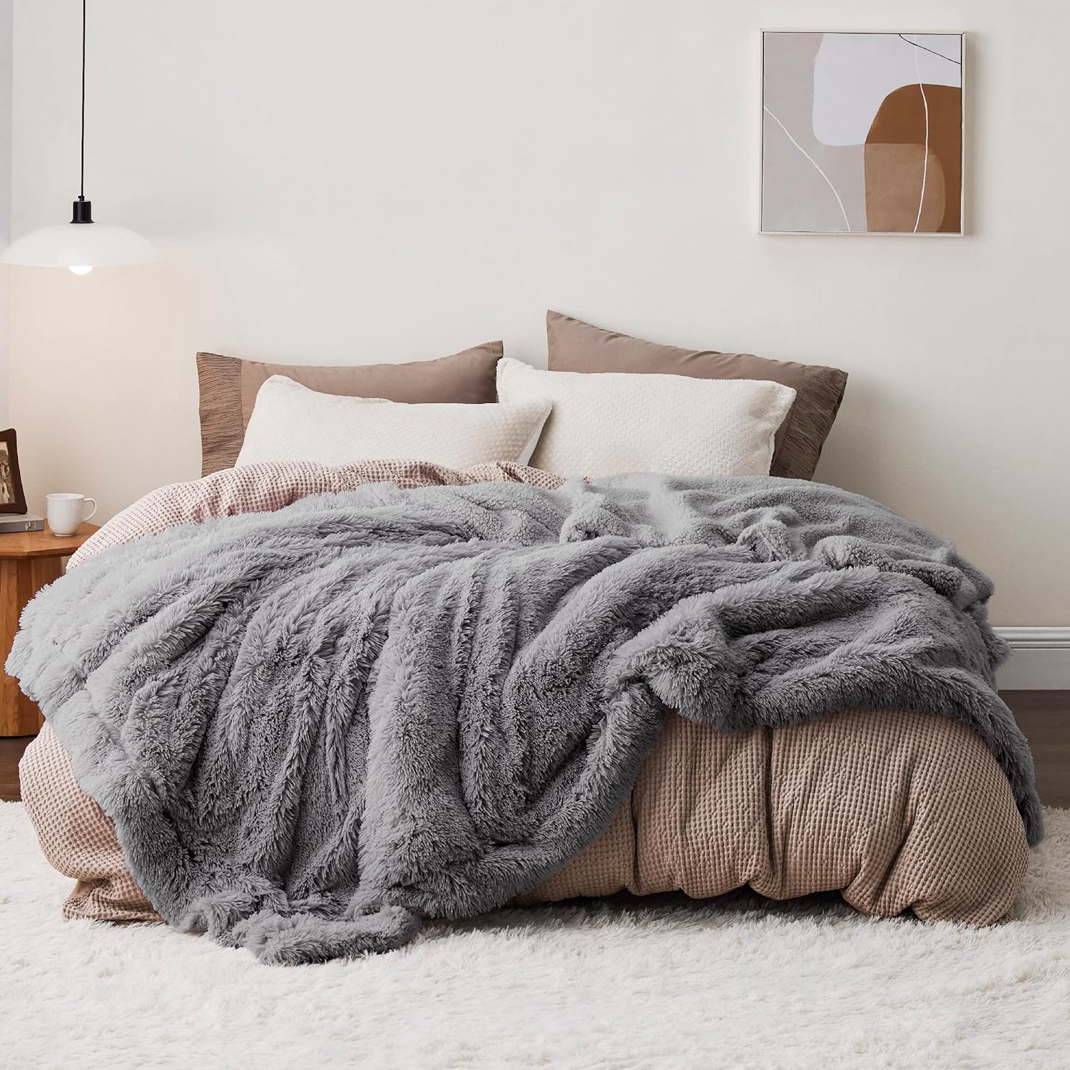Beige Throw Pillow — 50" — 10- Grey