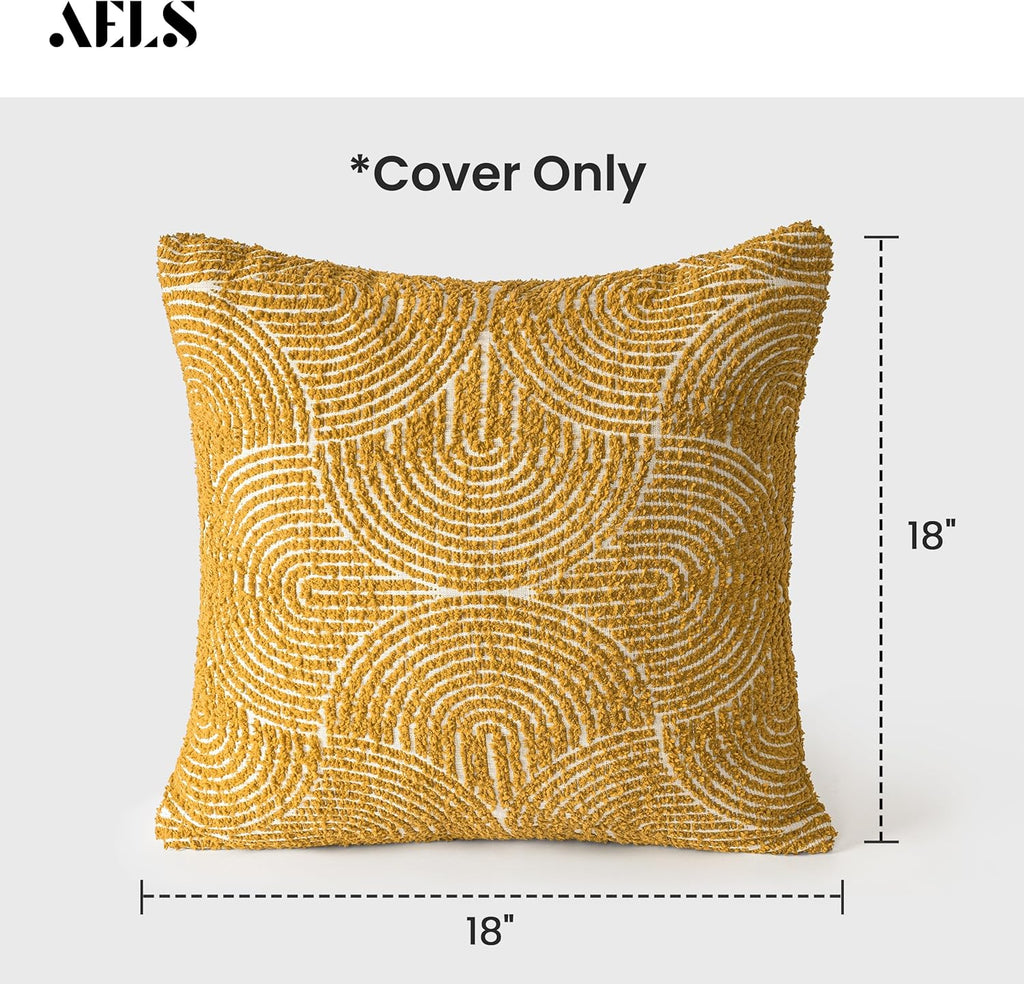 Tufted Boho Beige Throw Pillow Cover — 18" - View 2