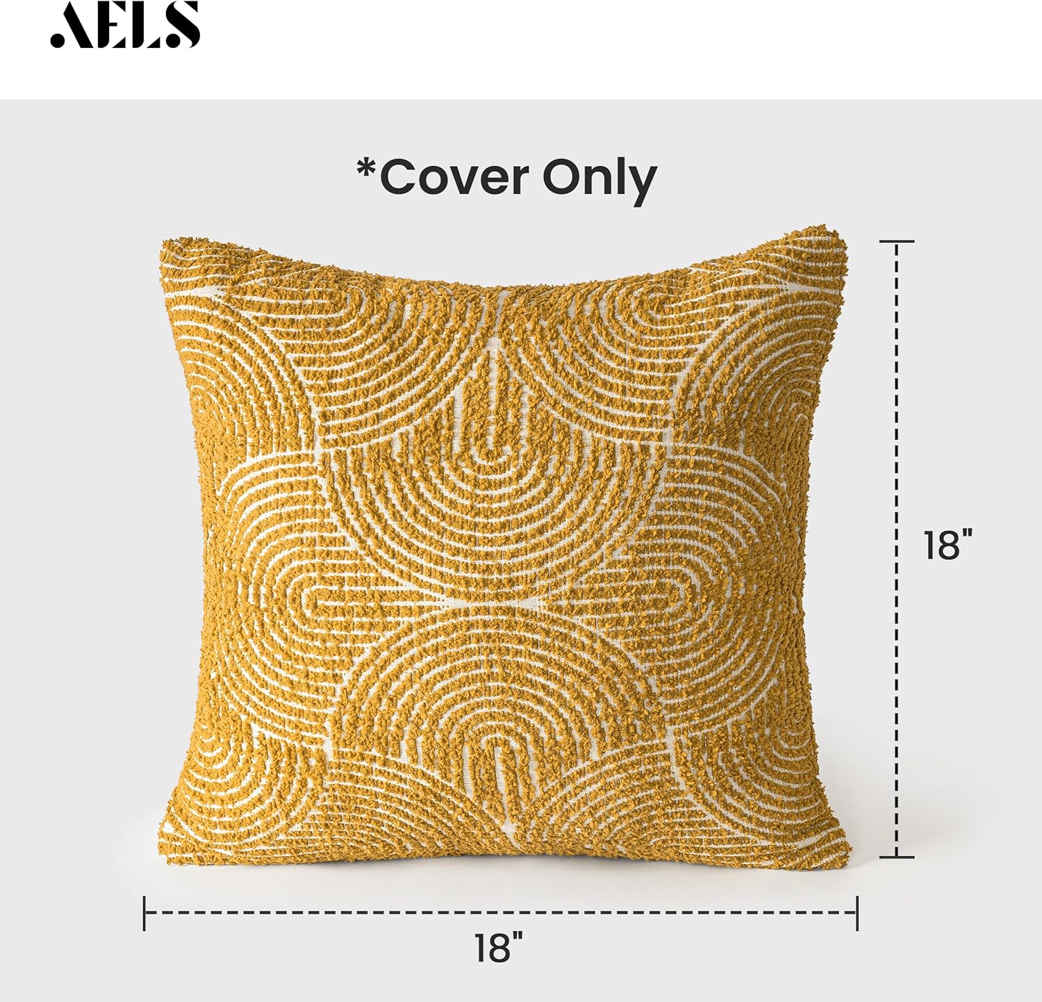 Tufted Boho Beige Throw Pillow Cover — 18" - View 2