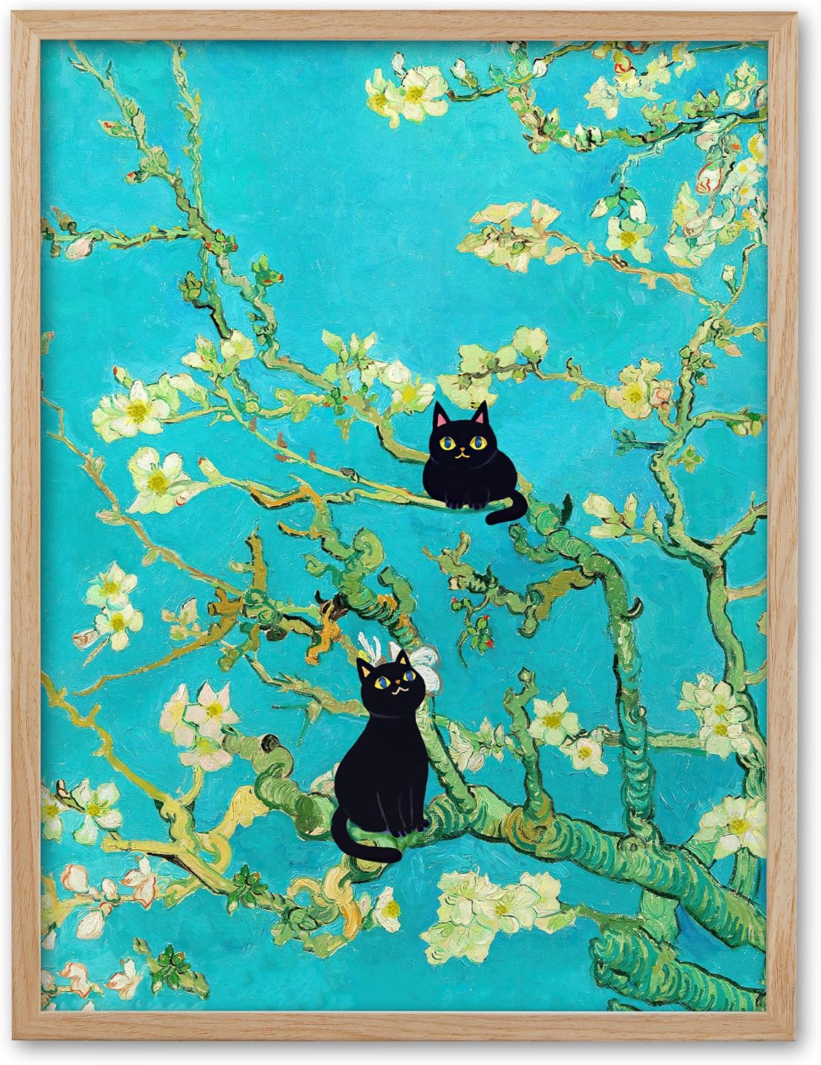 Framed Black Canvas Wall Art — 16" — Light Blue