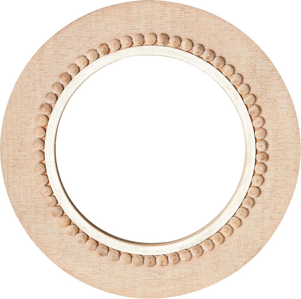 Round Beige Wall Mirror - View 2