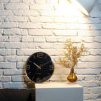 Battery Operated Luxe Black Wall Clock — 12" - View 6