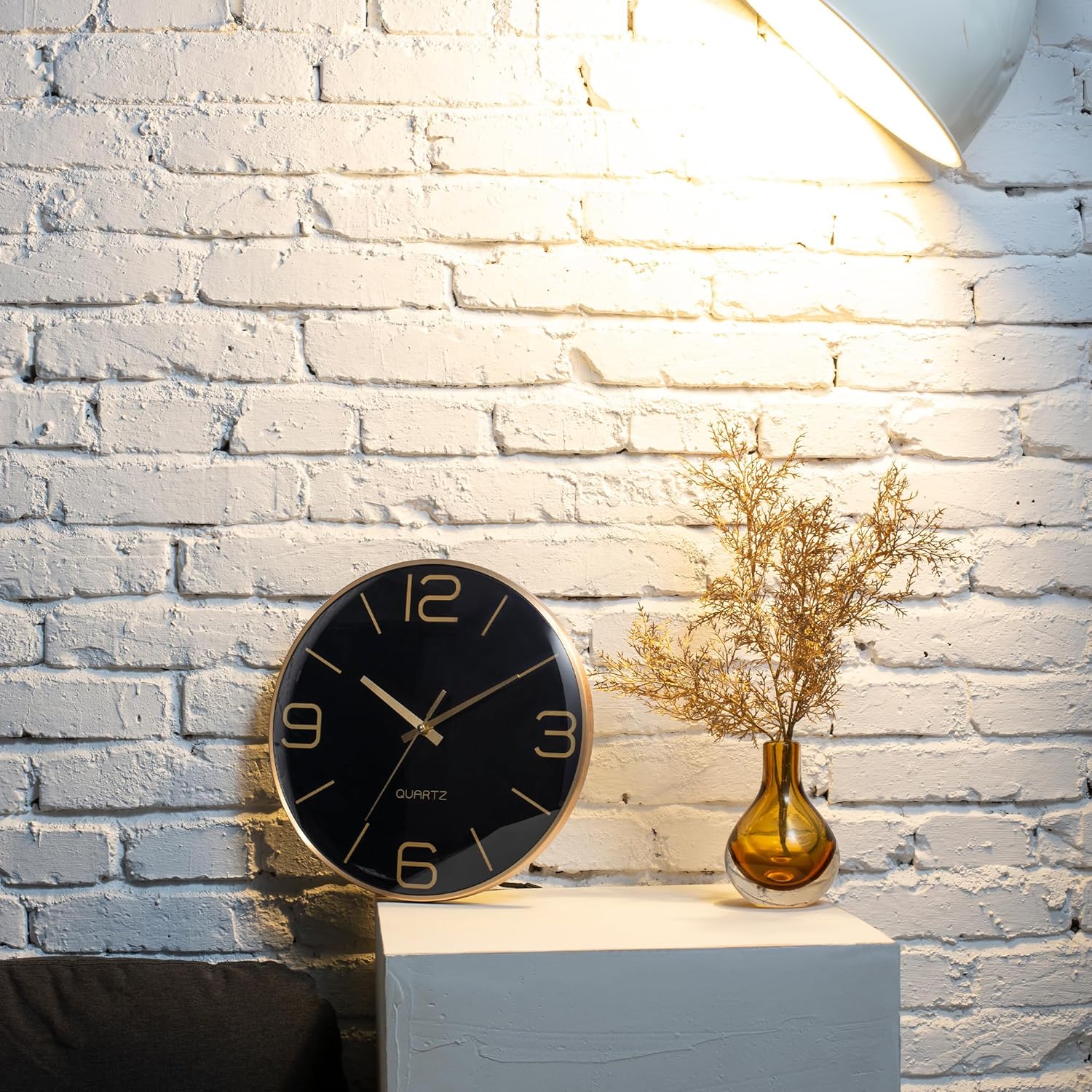 Battery Operated Luxe Black Wall Clock — 12" - View 6
