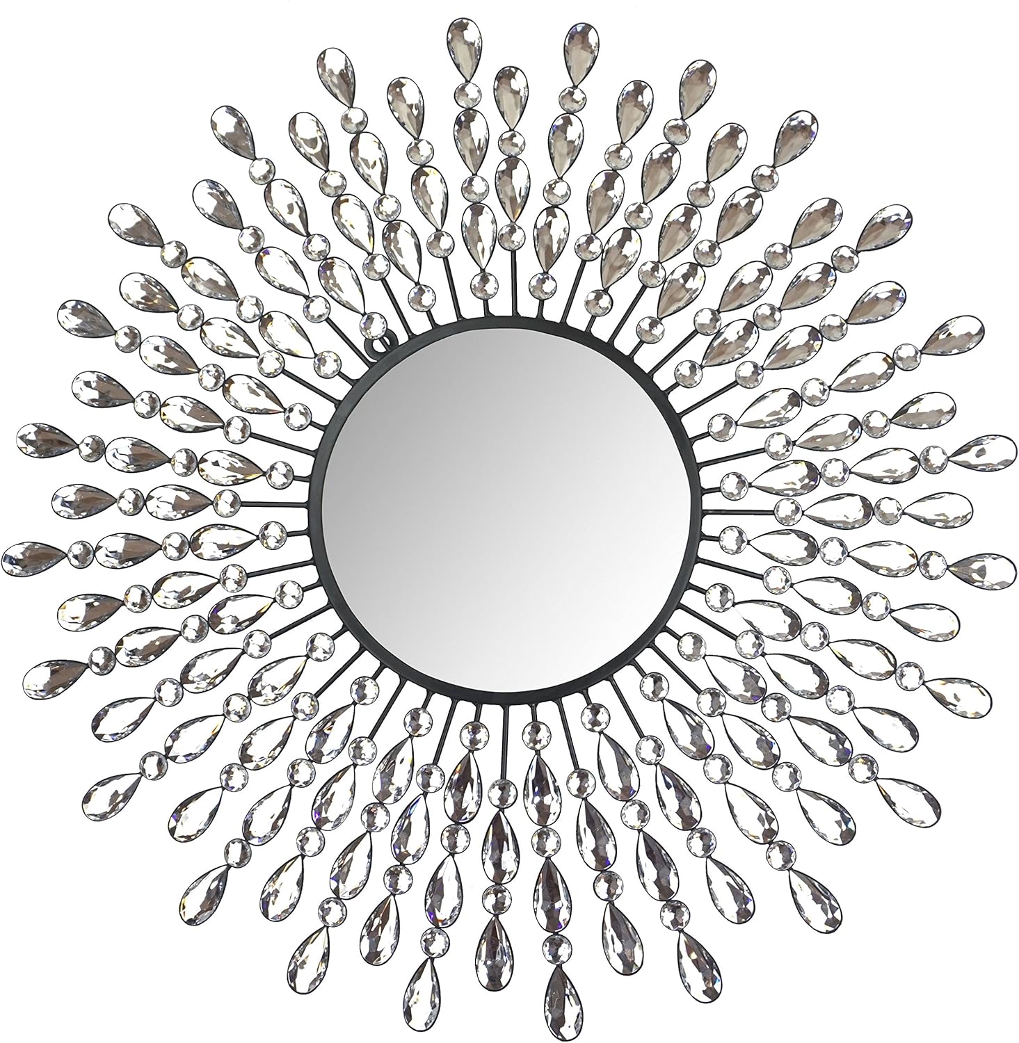 Beveled Luxe Black Wall Mirror — 23.50" — Crystal Drop Mirror