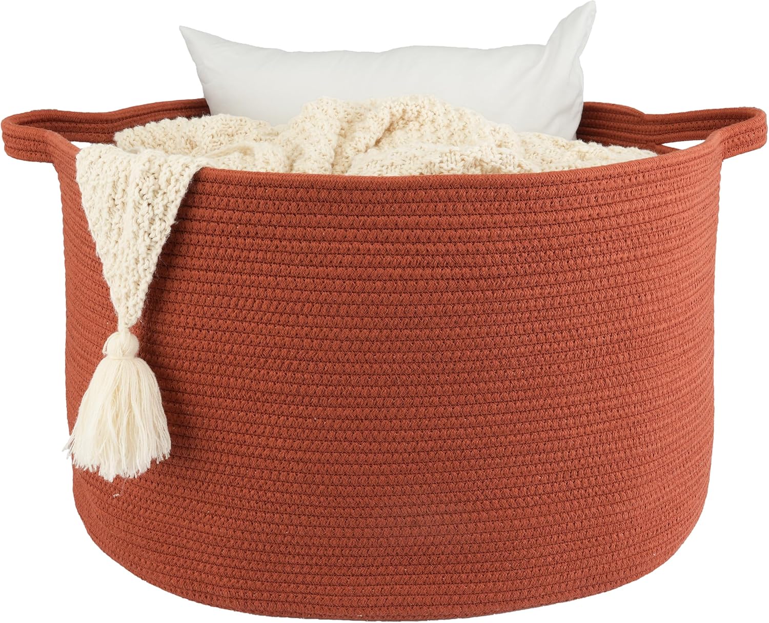 Round Boho Black Throw Pillow — 22" — rustic