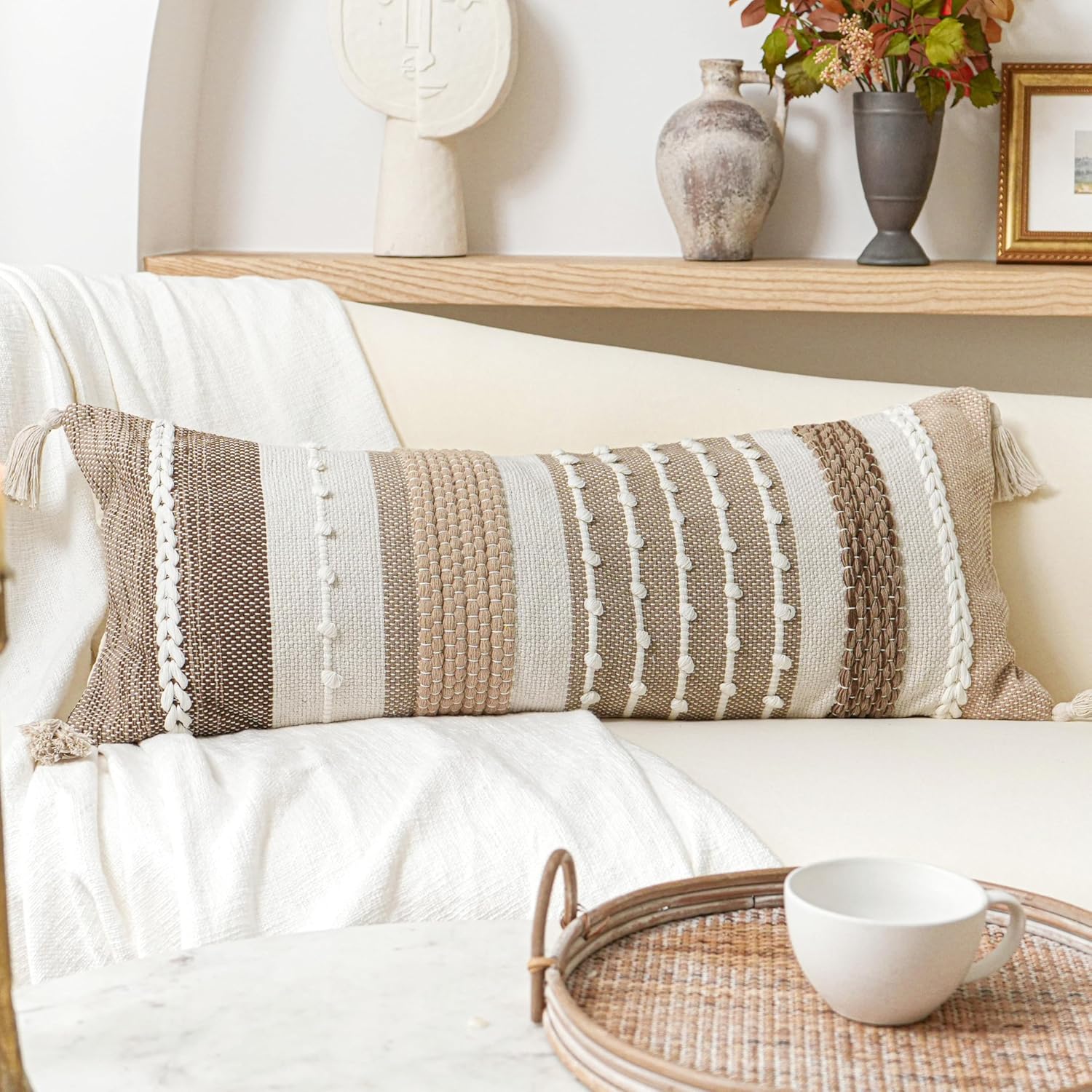 Lumbar Boho Blue Pillow Cover — 36" — 36" x 14" (Pack of 1)