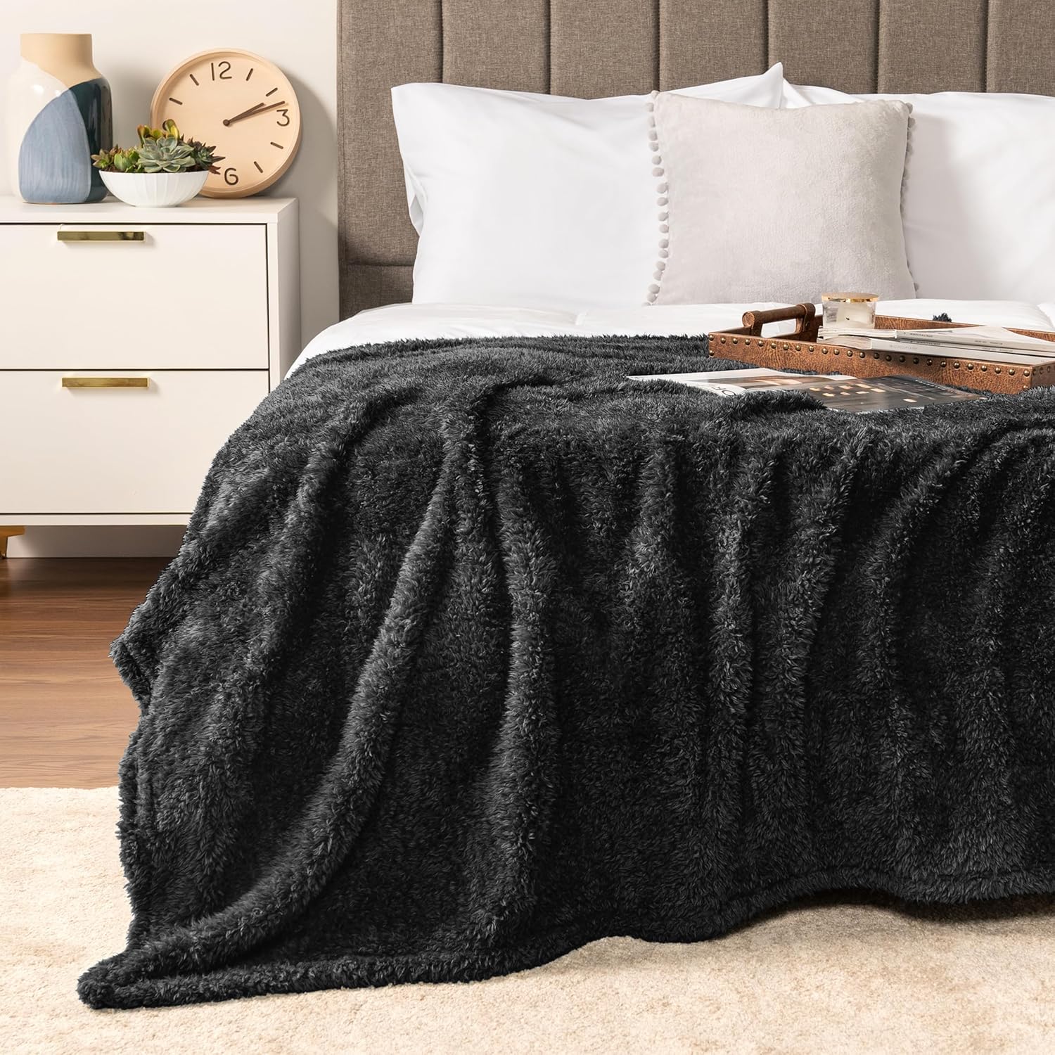 Beige Throw Pillow — 50x60 — Black