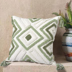 Tufted Boho Beige Throw Pillow Cover — 18" - View 2