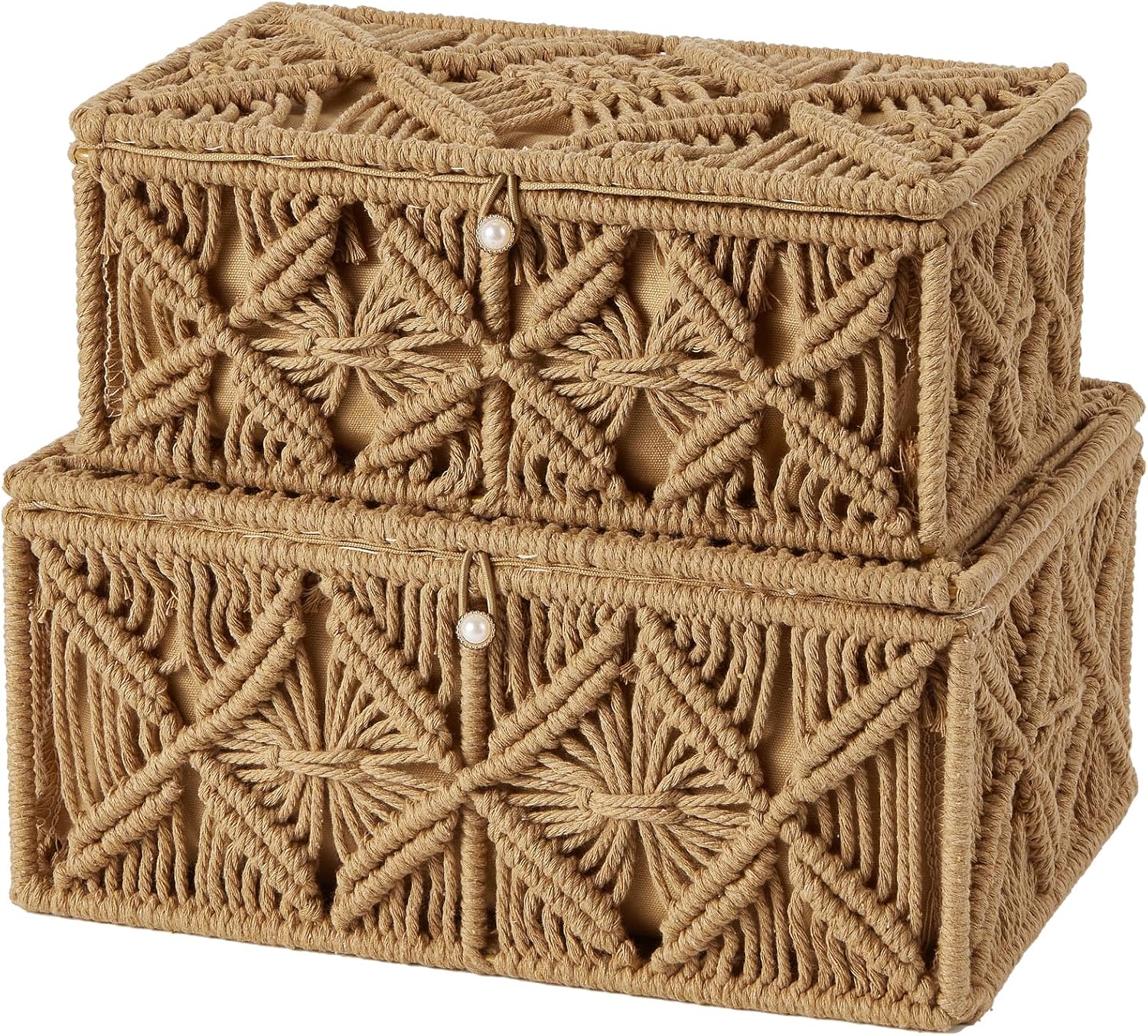Boho Beige Storage Basket — Set of 2 (1 Large 1 Small)