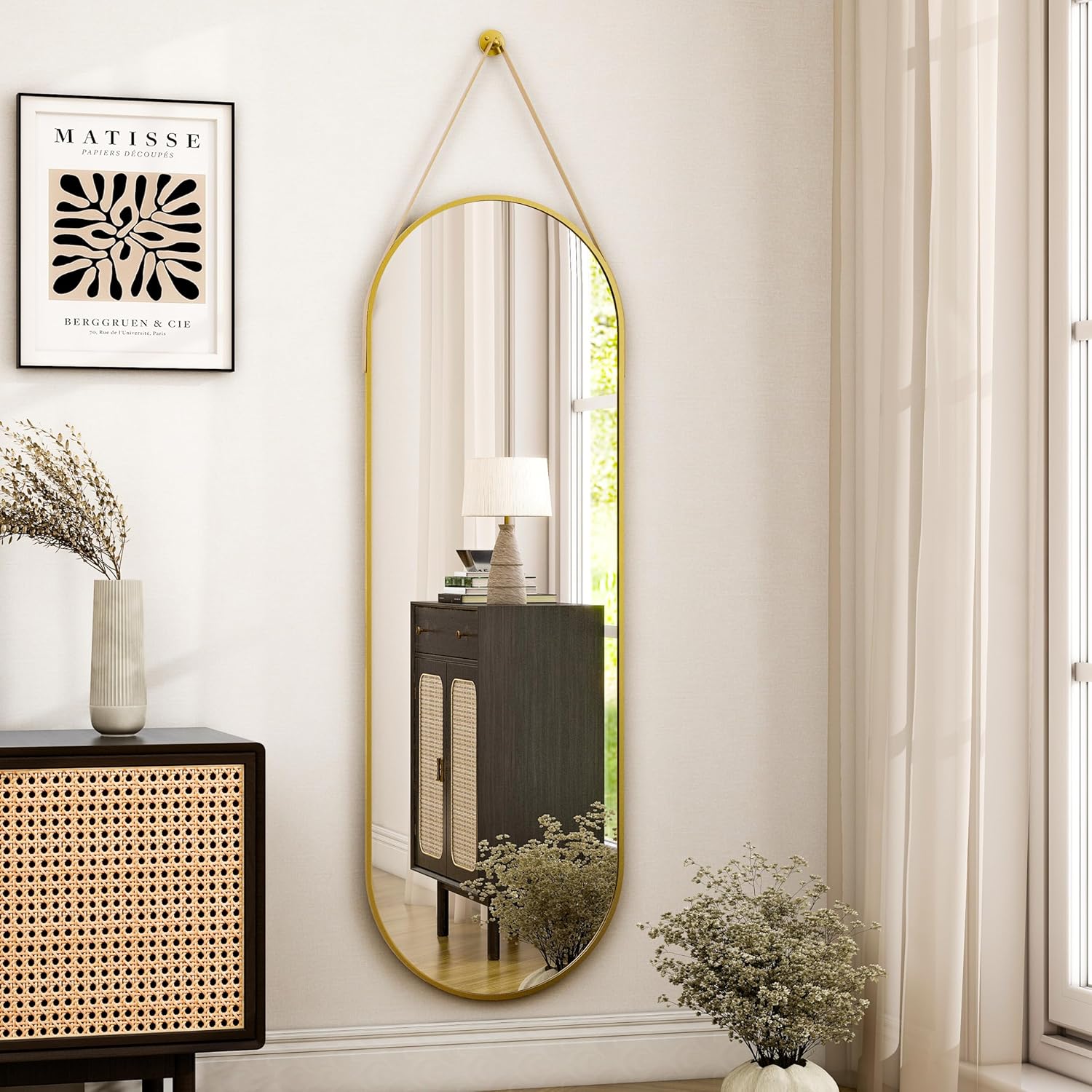 Luxe Black Round Mirror — 20" — Oval-gold