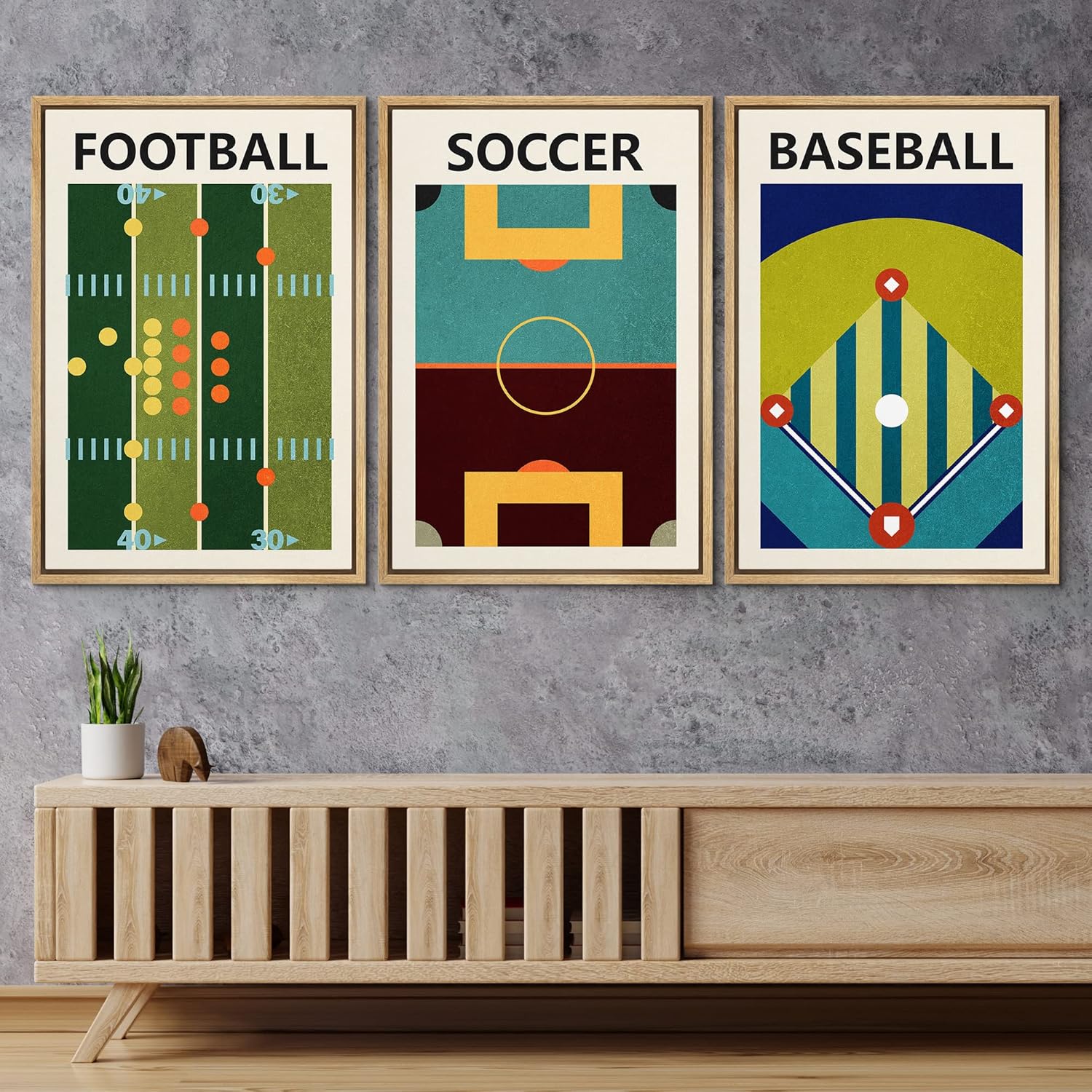 Framed Mid-Century Fabric Wall Art — 16" - View 3