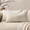 Chenille Boho Blue Throw Pillow Cover — 20" — Ivory