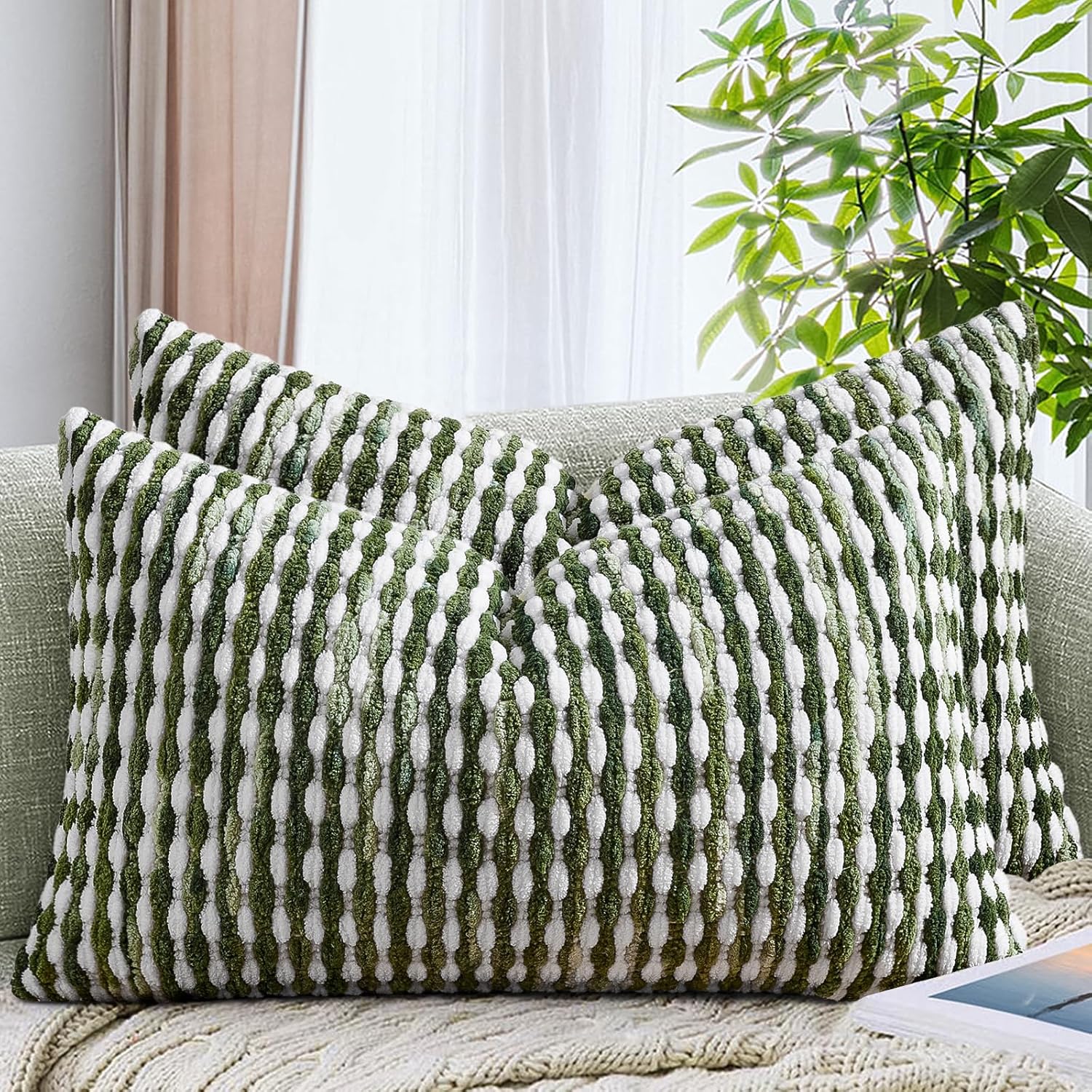 Tufted Boho Black Pillow Cover — 18" — 20" x 12" (Pack of 2)