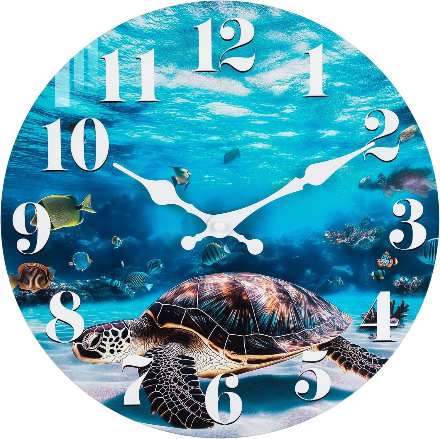 Battery Operated Blue Wall Clock — 14" — 12'' Ocean
