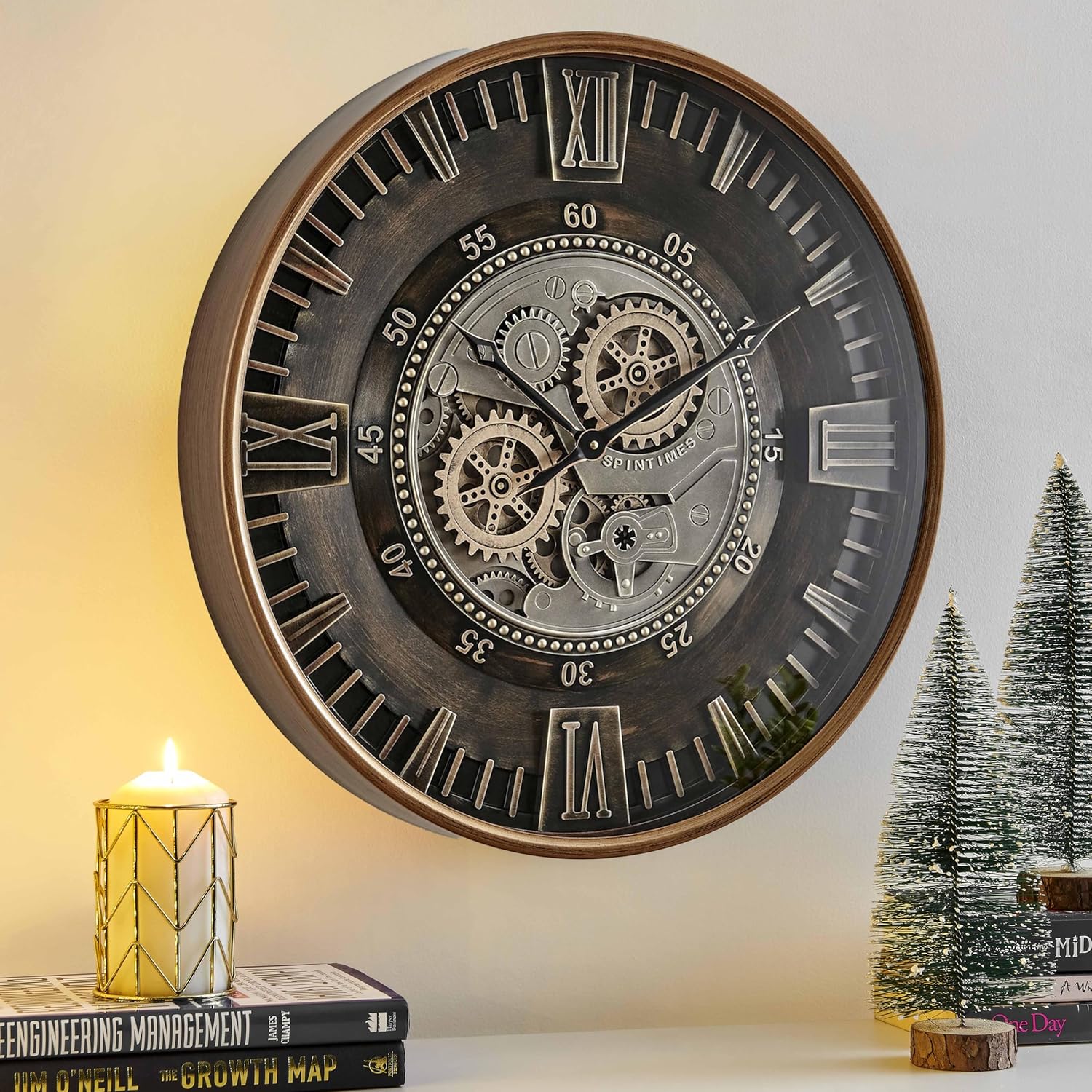 Oversized Farmhouse Beige Wall Clock — 24" — 24 Inch