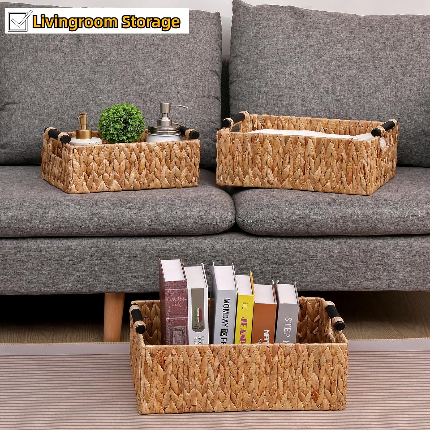 Handwoven Boho Wood Storage Bin - View 5