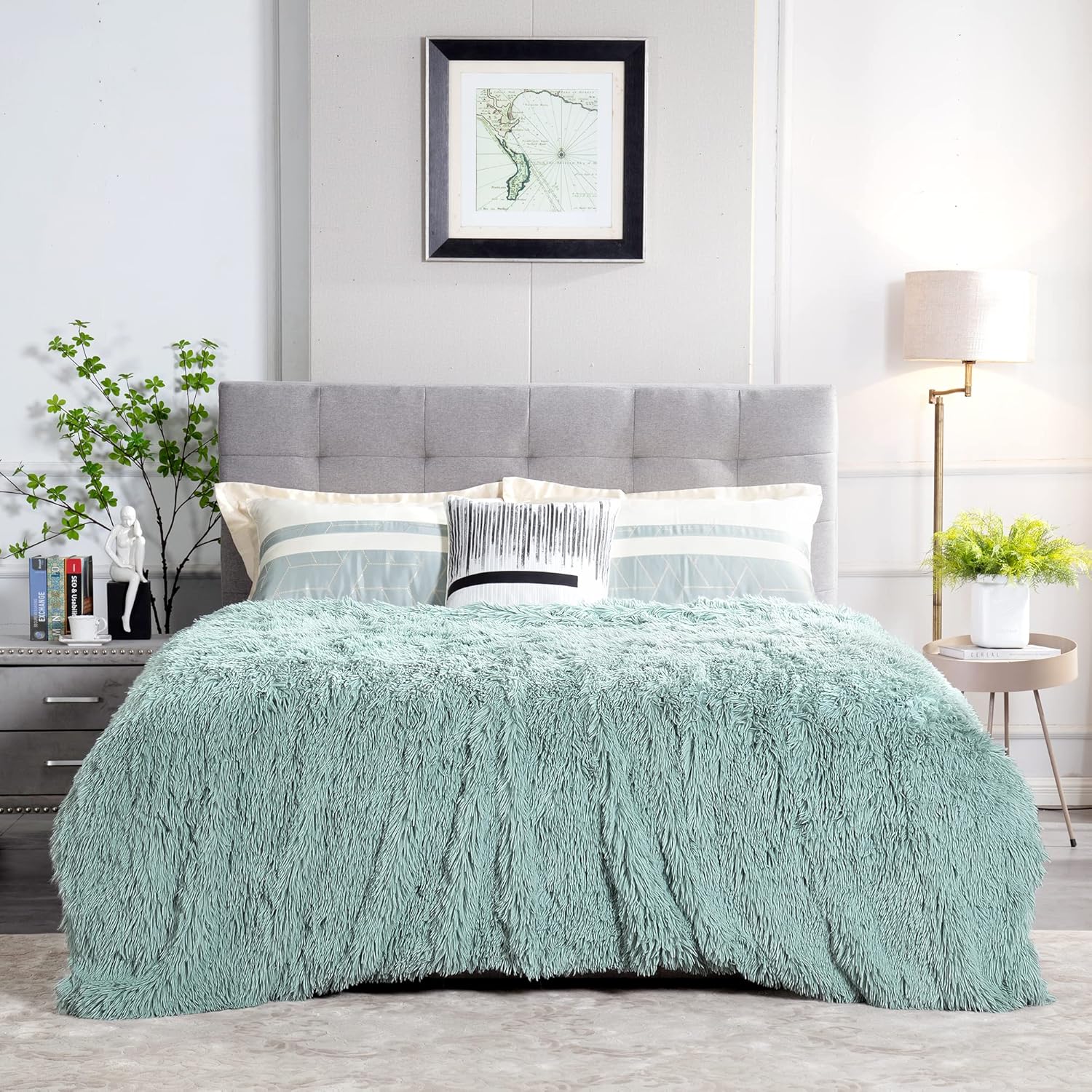 Luxe Black Throw Pillow — 2.8" — Aqua