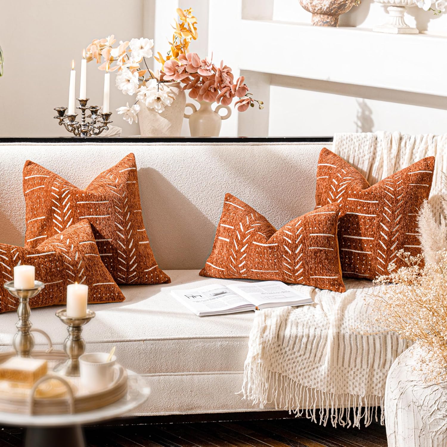 Lumbar Boho Beige Throw Pillow Cover — 20" - View 4
