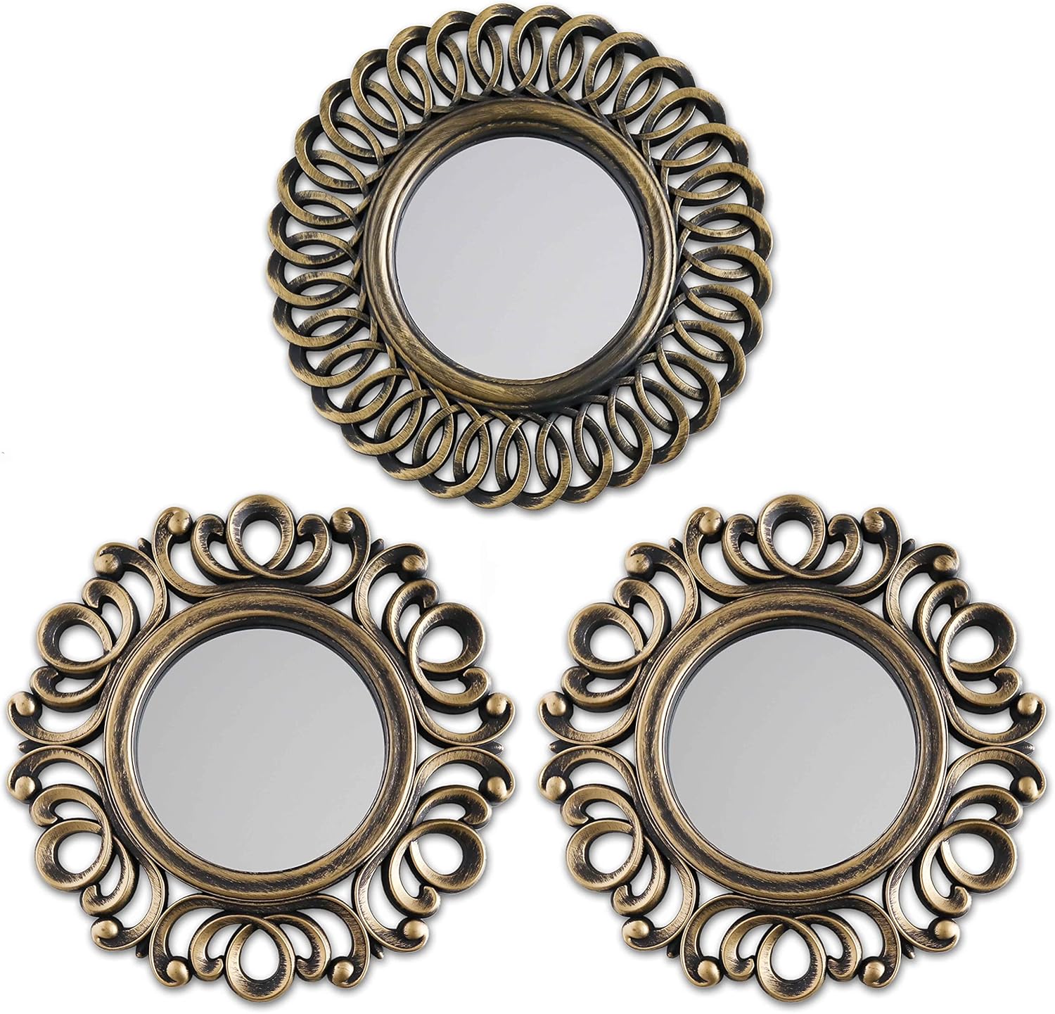Round Luxe Gold Wall Mirror — Set of 3 — Gold Vintage