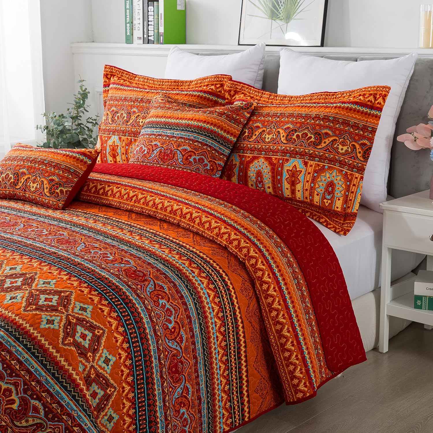 Boho Blue Throw Pillow Cover — 18" - View 5
