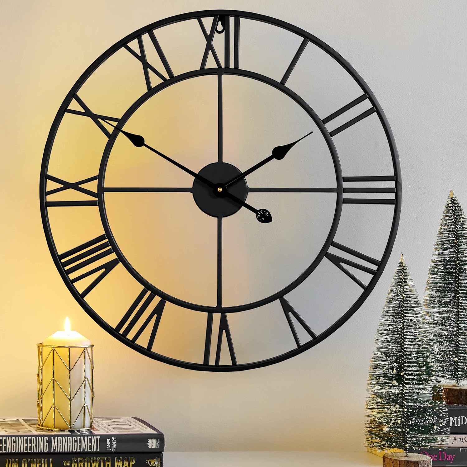 Oversized Modern Black Wall Art — 30" — Black Roman Numeral