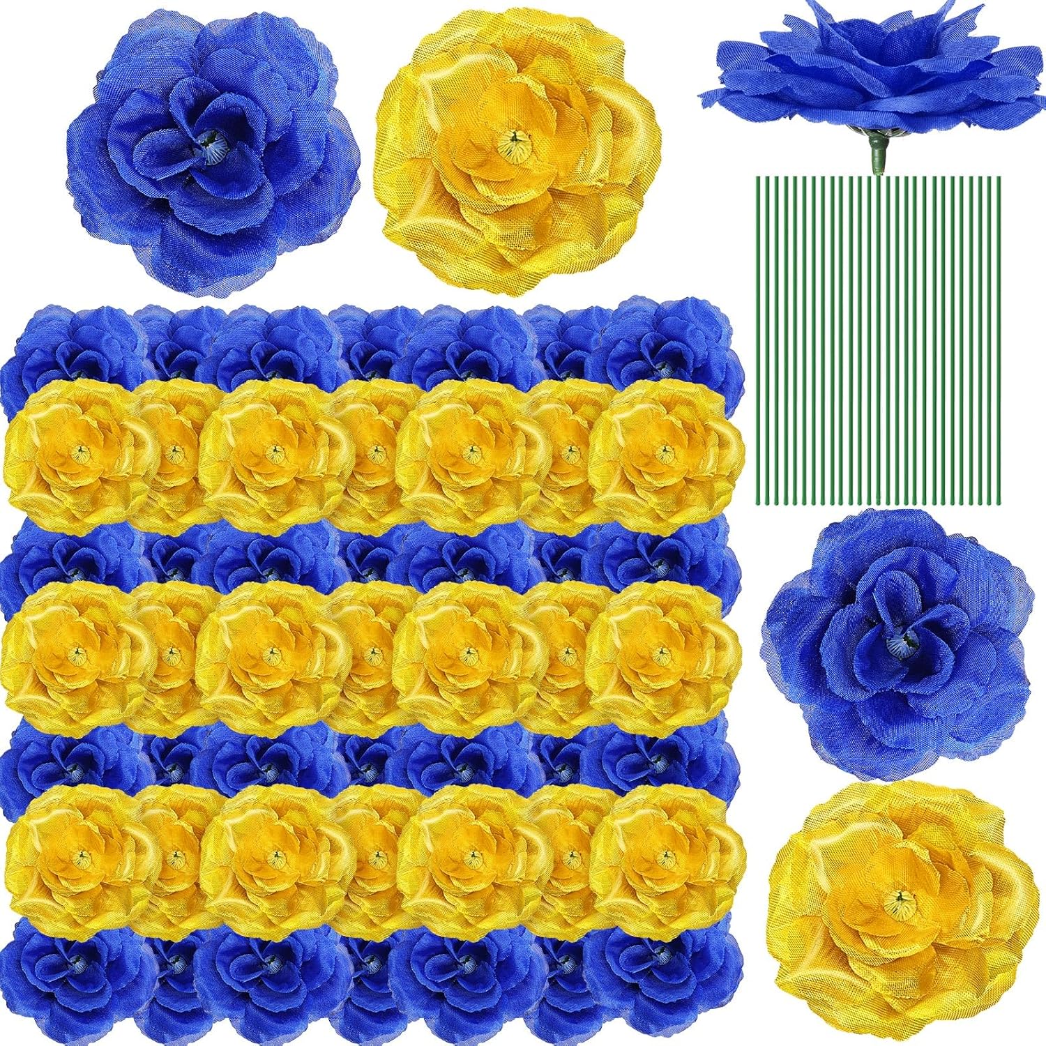 Black Artificial Flowers — Blue, Gold