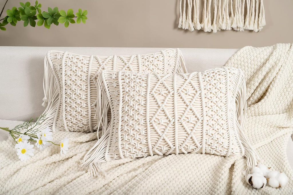 Lumbar Boho Rattan Throw Pillow Cover — Set of 2 - View 4