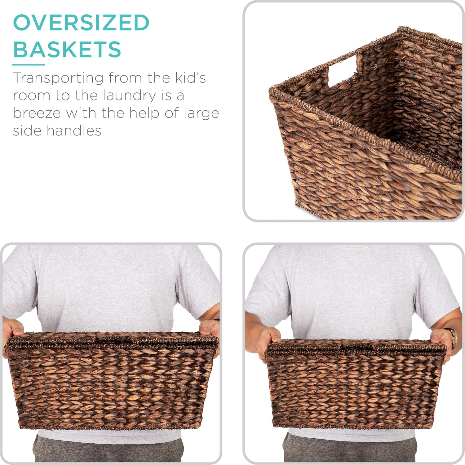 Oversized Boho Rattan Storage Basket — Set of 2 - View 2