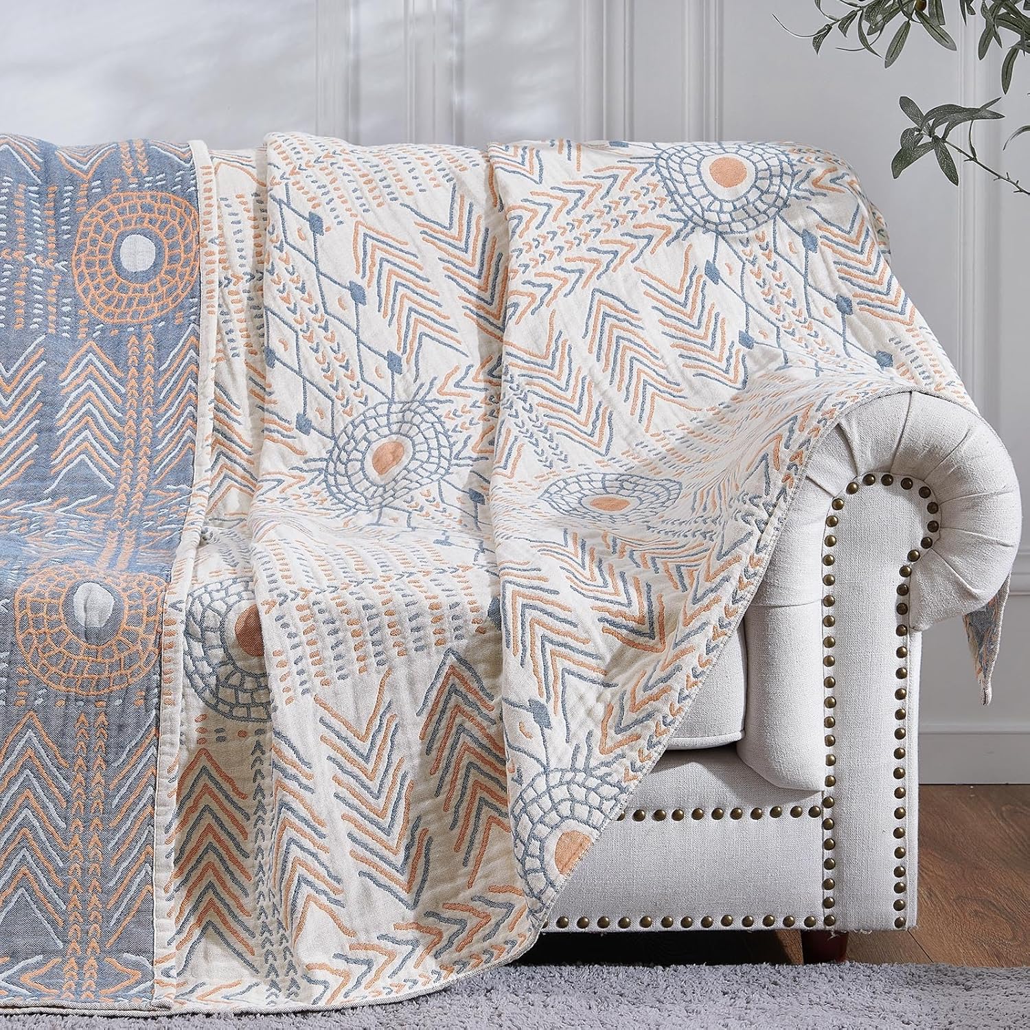 Boho Blue Throw Pillow — 50" — 50"x60"