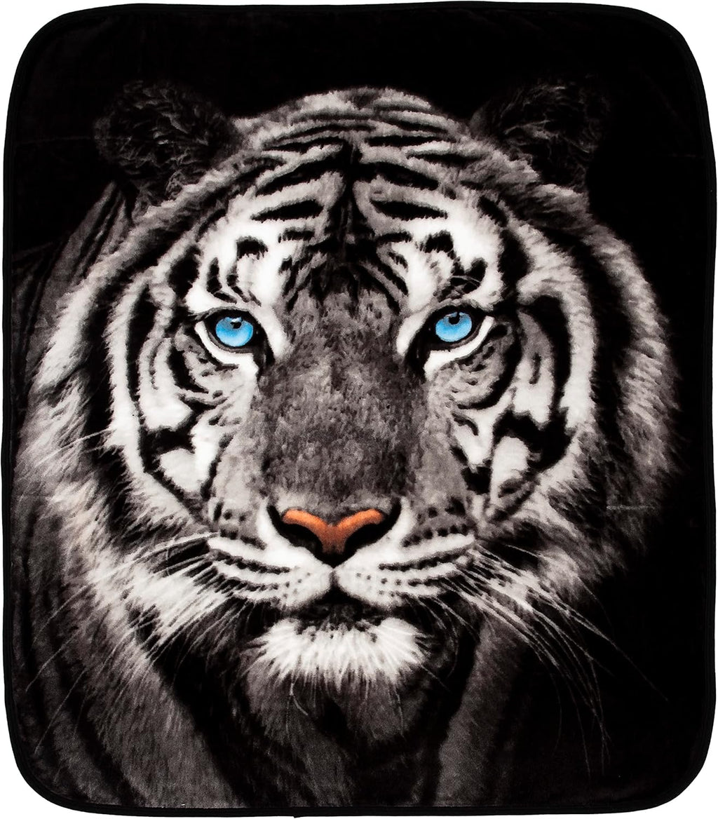 White Throw Pillow — 50" — White Tiger Stare