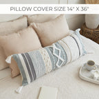 Lumbar Boho Blue Pillow Cover — 14x36 - View 4
