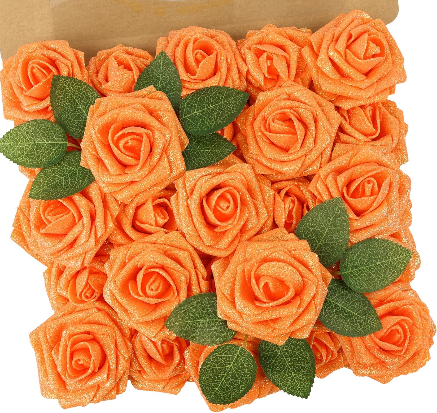 Beige Artificial Flowers — Glitter Burnt Orange