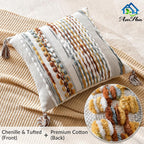 Chenille Boho Beige Throw Pillow Cover — 18" - View 2