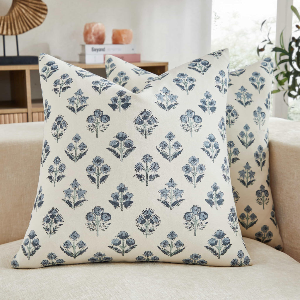 Boho Blue Pillow Cover — 18"