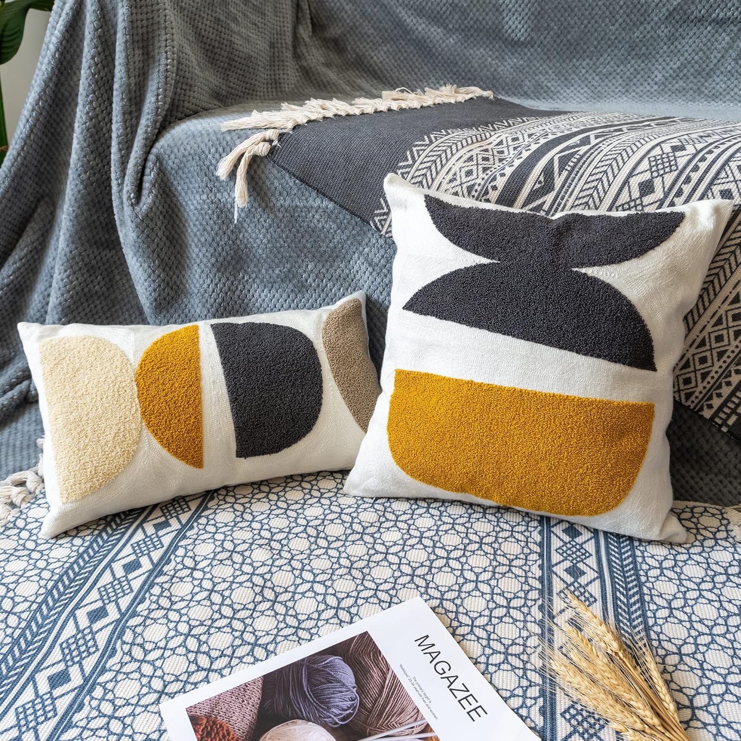 Lumbar Boho Black Pillow Cover — 20" - View 4