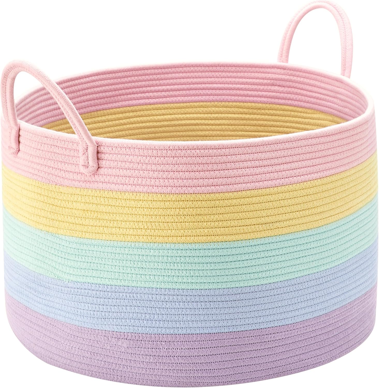 Boho Rattan Throw Pillow — 20" — Pastel Rainbow