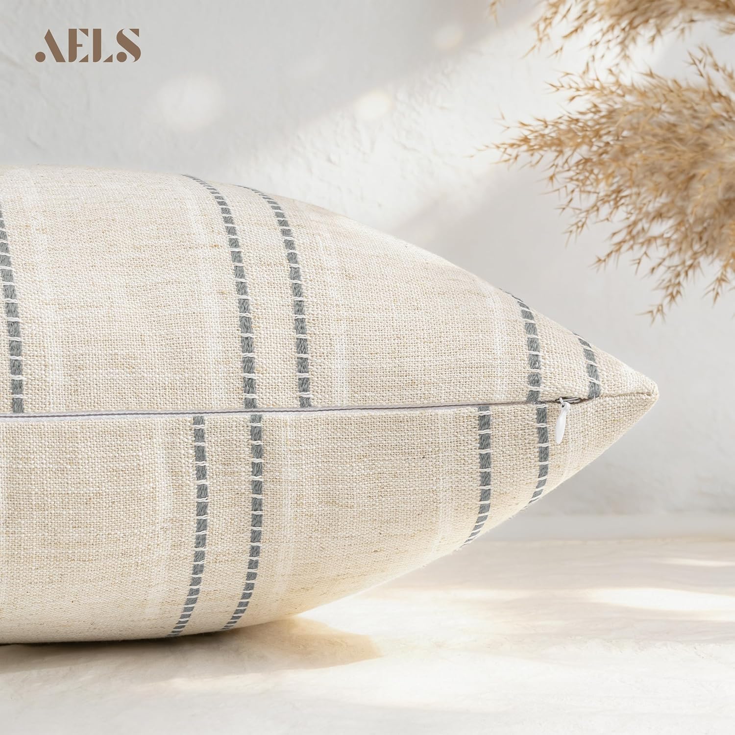 Linen Boho Fabric Throw Pillow Cover — 18" - View 4